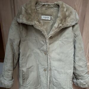 Jones New York Tan Suede and Faux Fur-lined Coat M